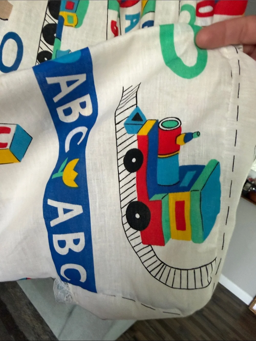 Vintage Cloth ABC Block Diaper Stacker - White with Primary Color Blocks